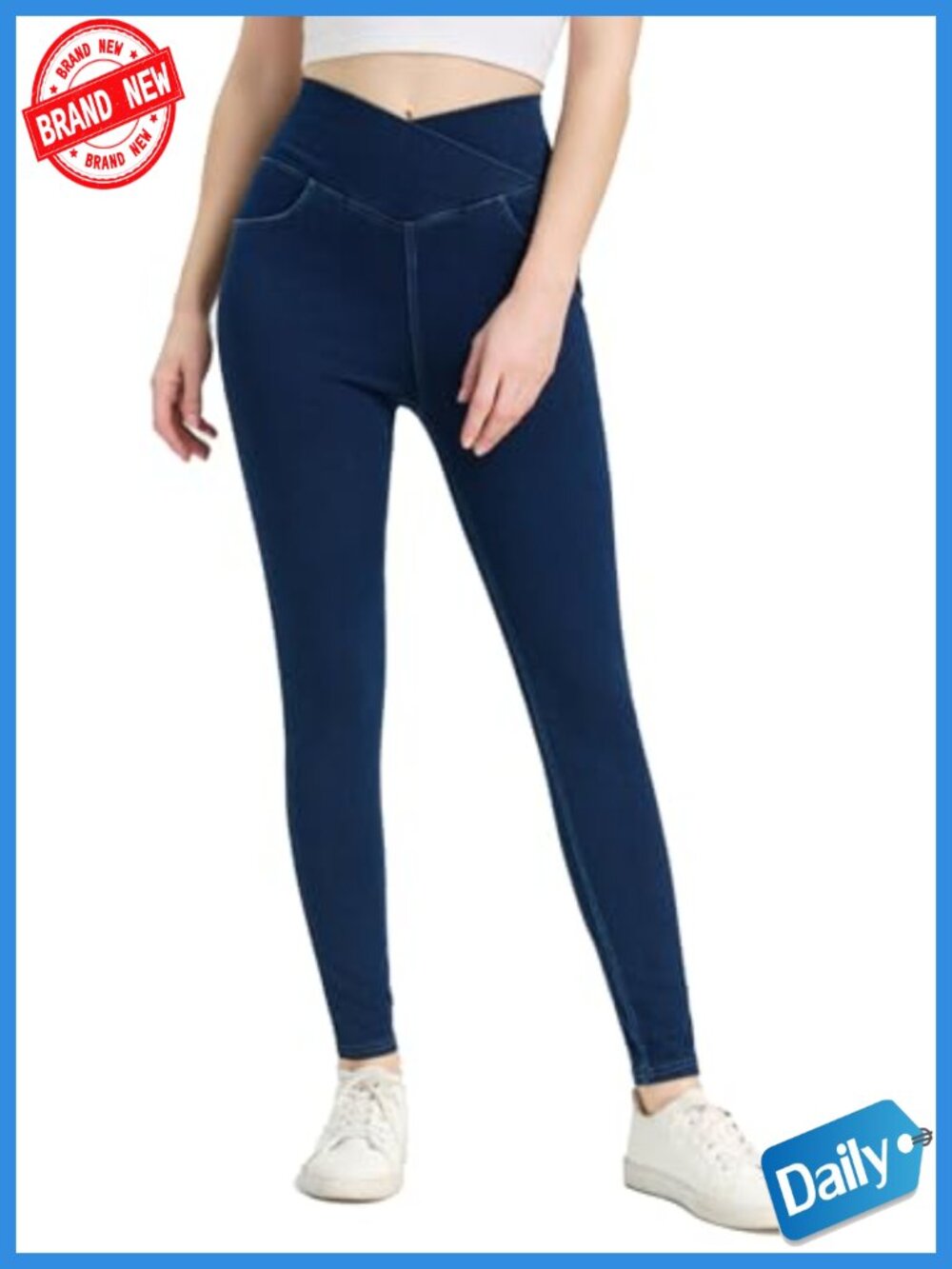 High Waisted Jeggings Tummy Control Stretch Denim Pants Skinny Leg Casual